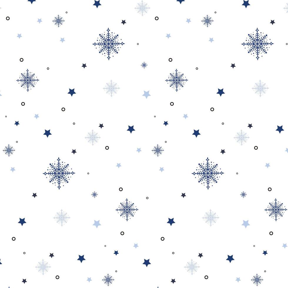 Christmas seamless pattern with snowflakes and stars vector background