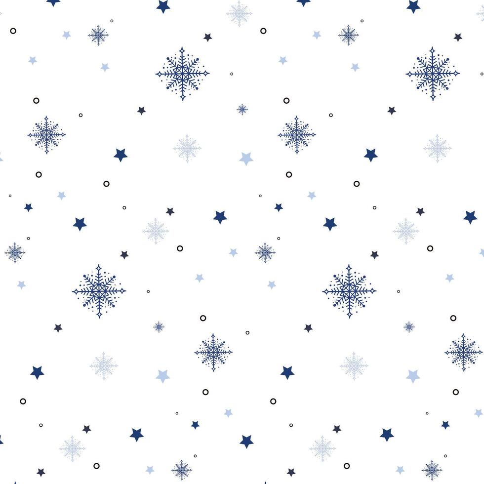 Navidad sin costura modelo con copos de nieve y estrellas vector antecedentes