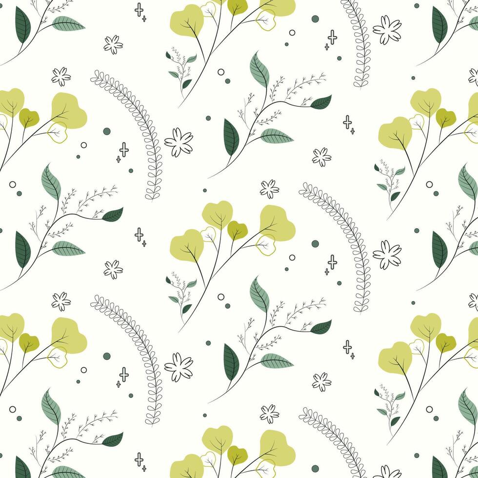 Seamless pattern of foliage natural branches vector background