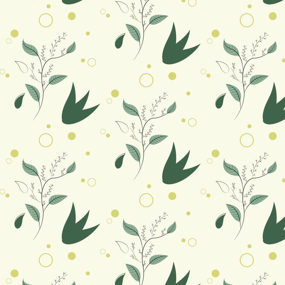 Floral seamless pattern with green leaves vector background