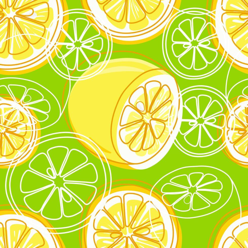 Lemon Citrus Fruit Seamless Pattern vector