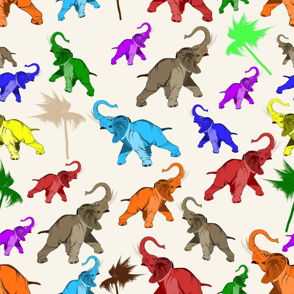 Asian Elephants Seamless Pattern vector
