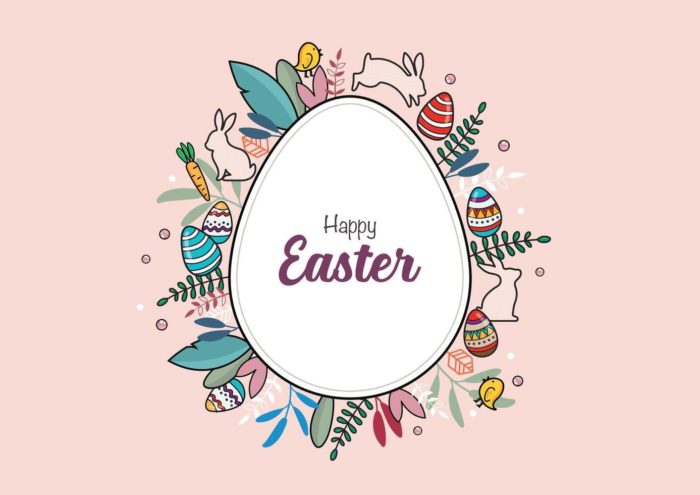 Happy Easter greeting invitation card doodle style. invitation card vector
