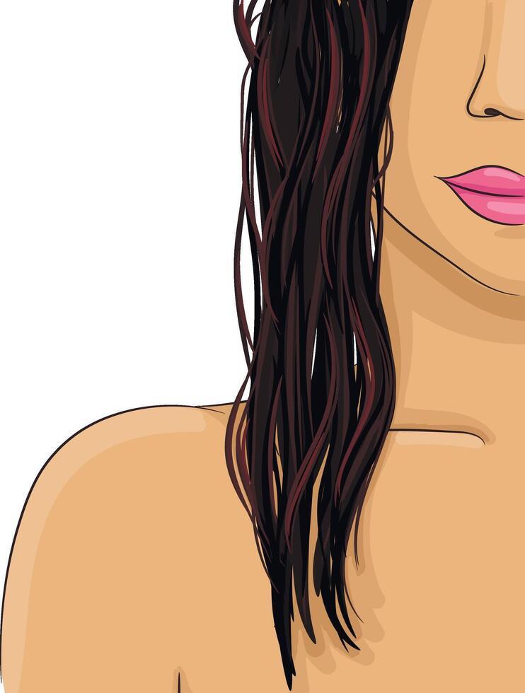 Woman with wet hair something isolated on white vector