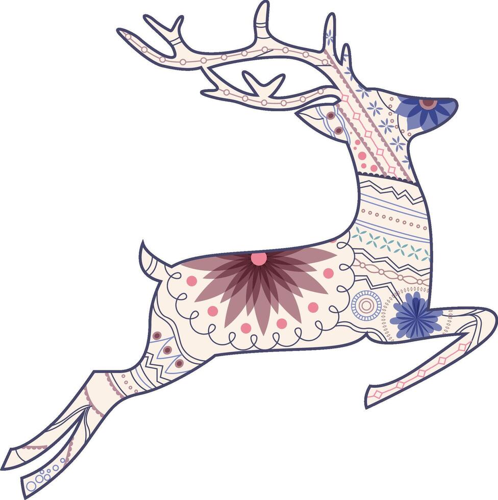 vector illustration of jumping vintage deer