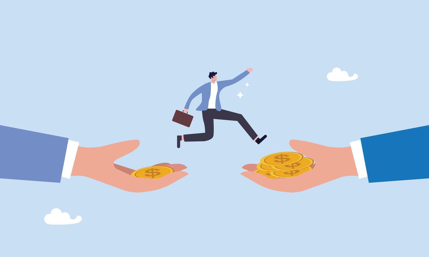 Achievement, challenge, finance, Change job, Jump into a high paying job, change job. business concept vector