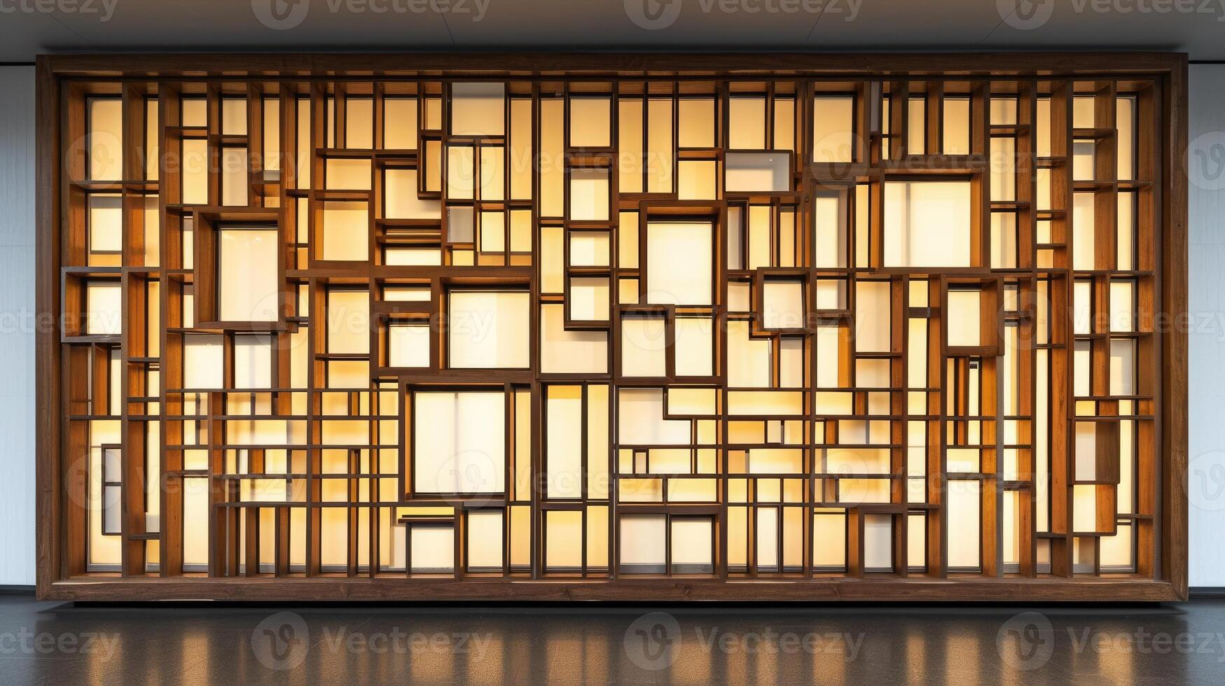 AI generated Frame with wooden wall partition. photo