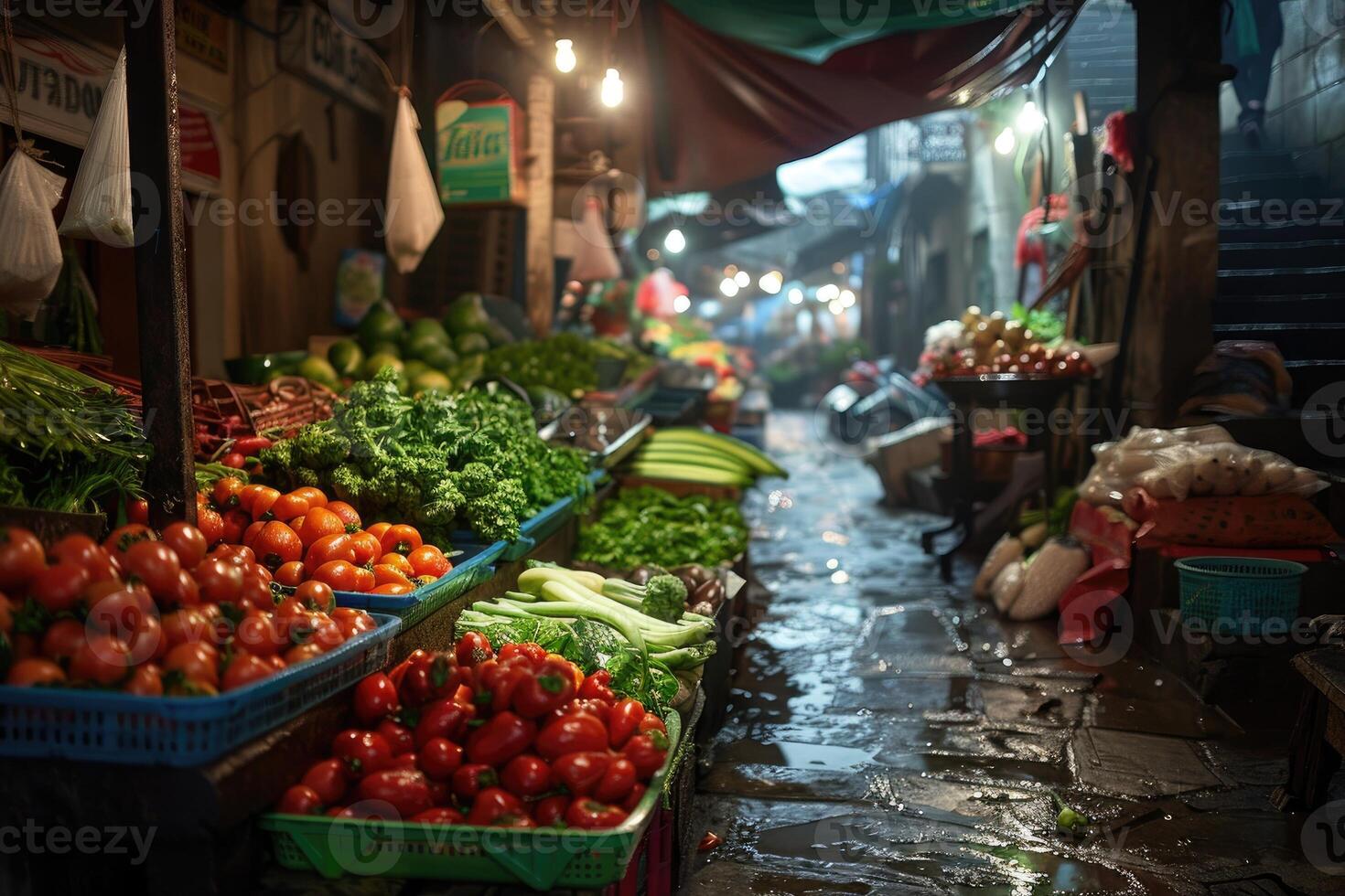 AI generated Fresh vegetables on market. photo