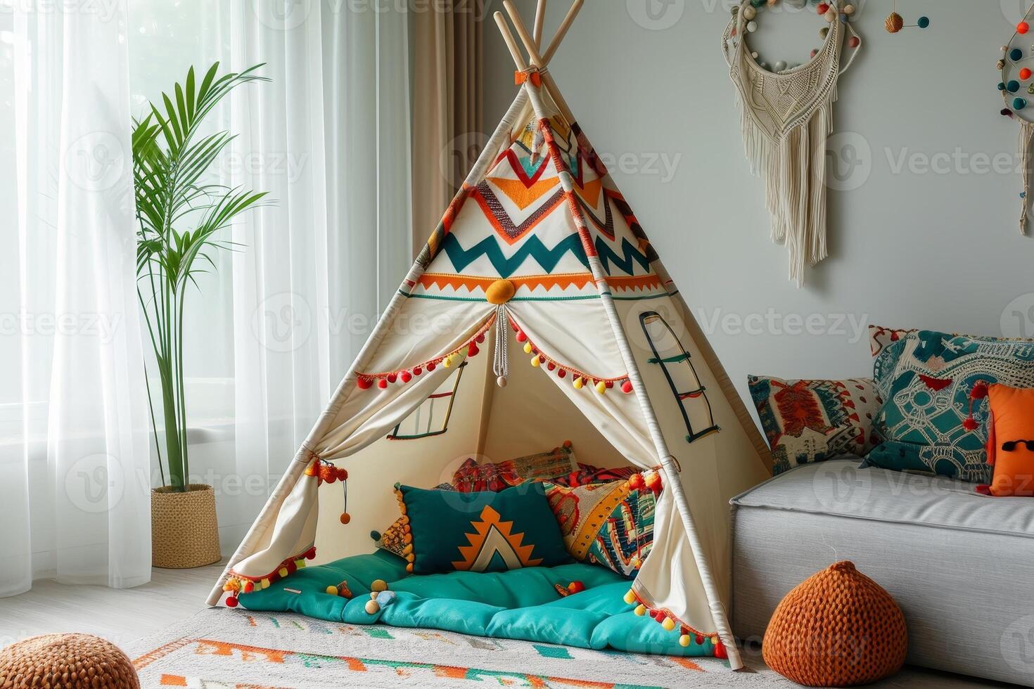 AI generated Indian tent or teepee for children. photo