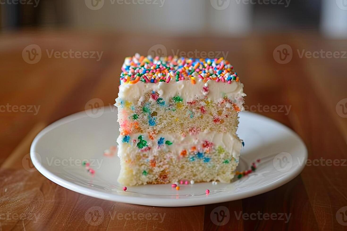 AI generated Confetti snack cake with sprinkles and frosting photo