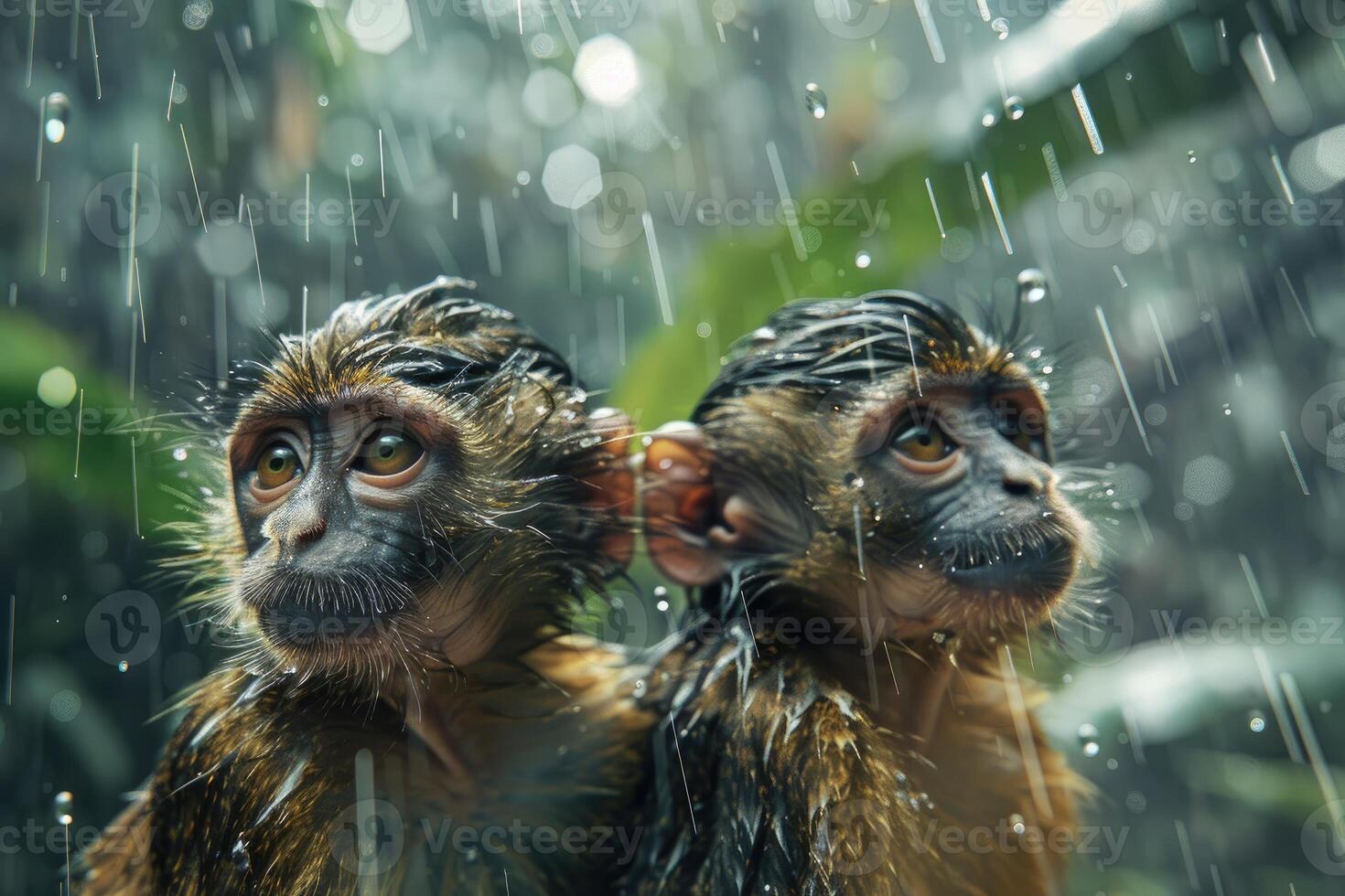 AI generated Monkey on tree in the tropical forest showing abundant nature photo