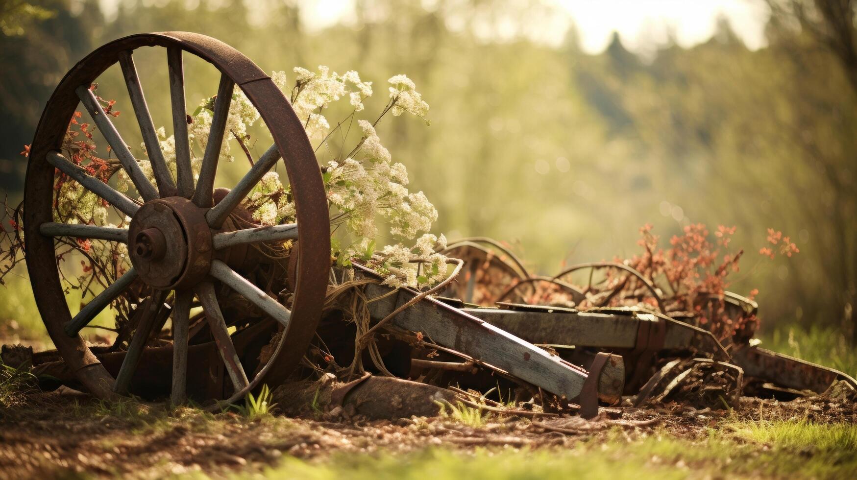 AI generated Close up of a decorative and aged antique plow photo