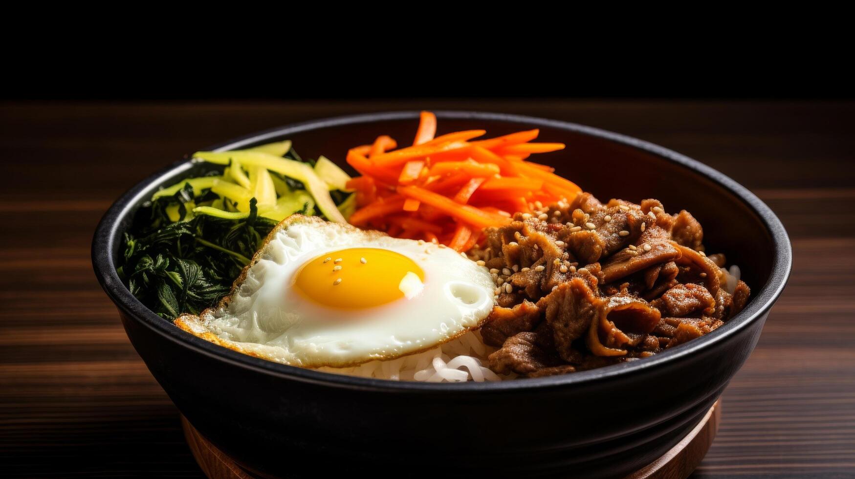 AI generated Delicious Korean breakfast with bibimbap bowl photo