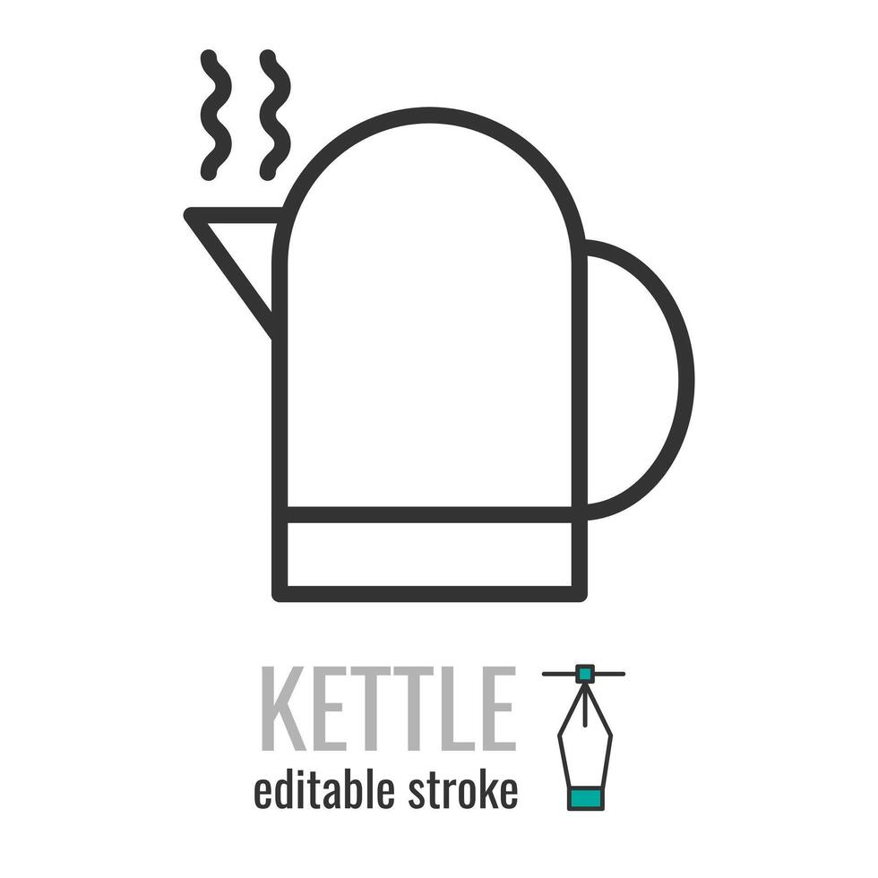 Electric kettle line icon. linear style sign for mobile concept and web design. Tea Kettle outline vector icon. Symbol, logo illustration. Vector graphics illustration EPS 10. Editable stroke