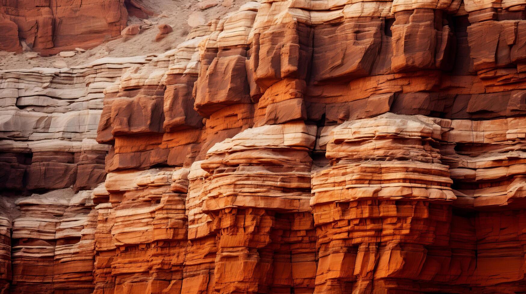 AI generated A beautiful canyon scene with the sunlight reflecting on the rock formations and the sky photo