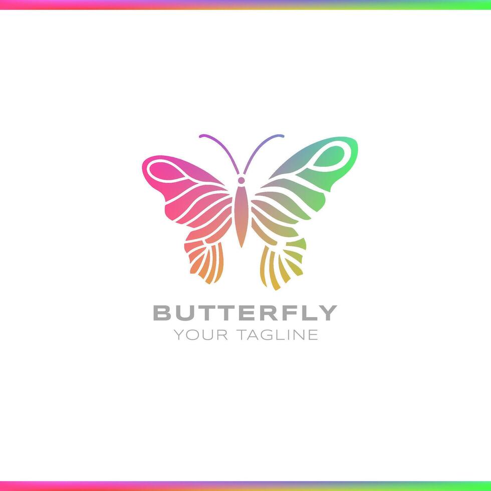 Butterfly scatter abstract gradient logo on white background vector