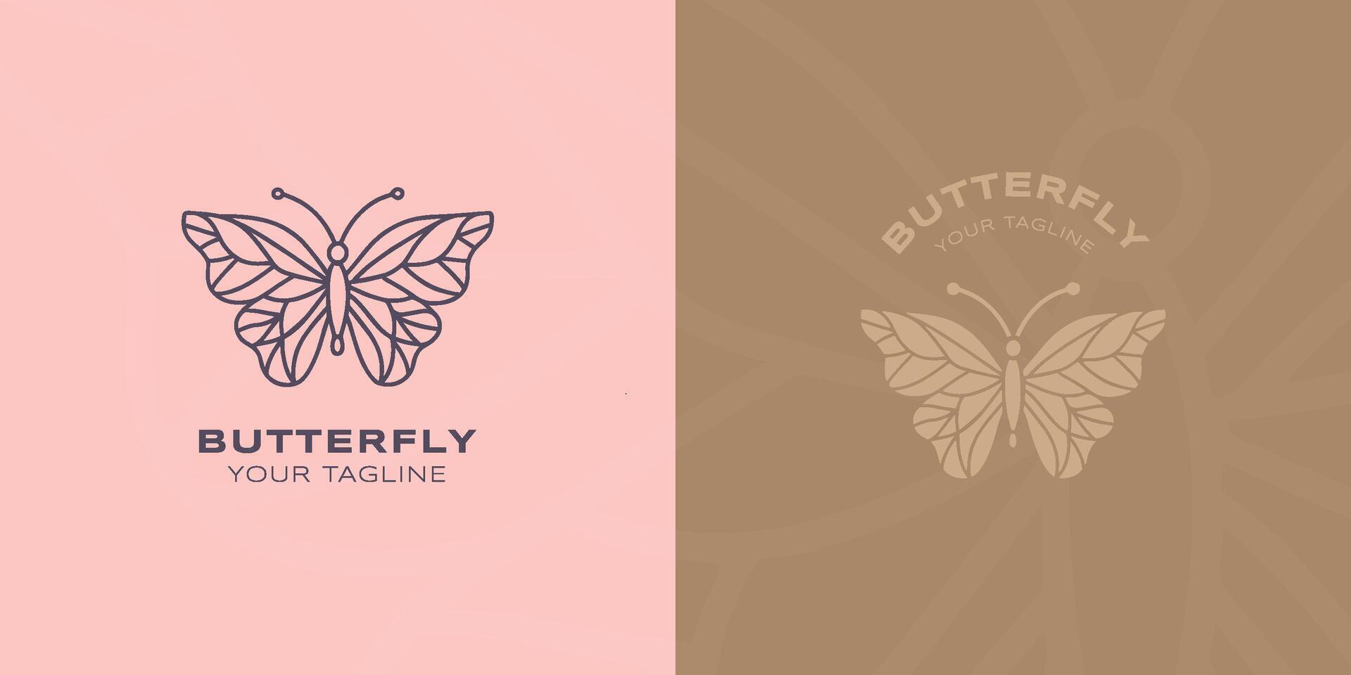 Butterfly line and flat logo vector