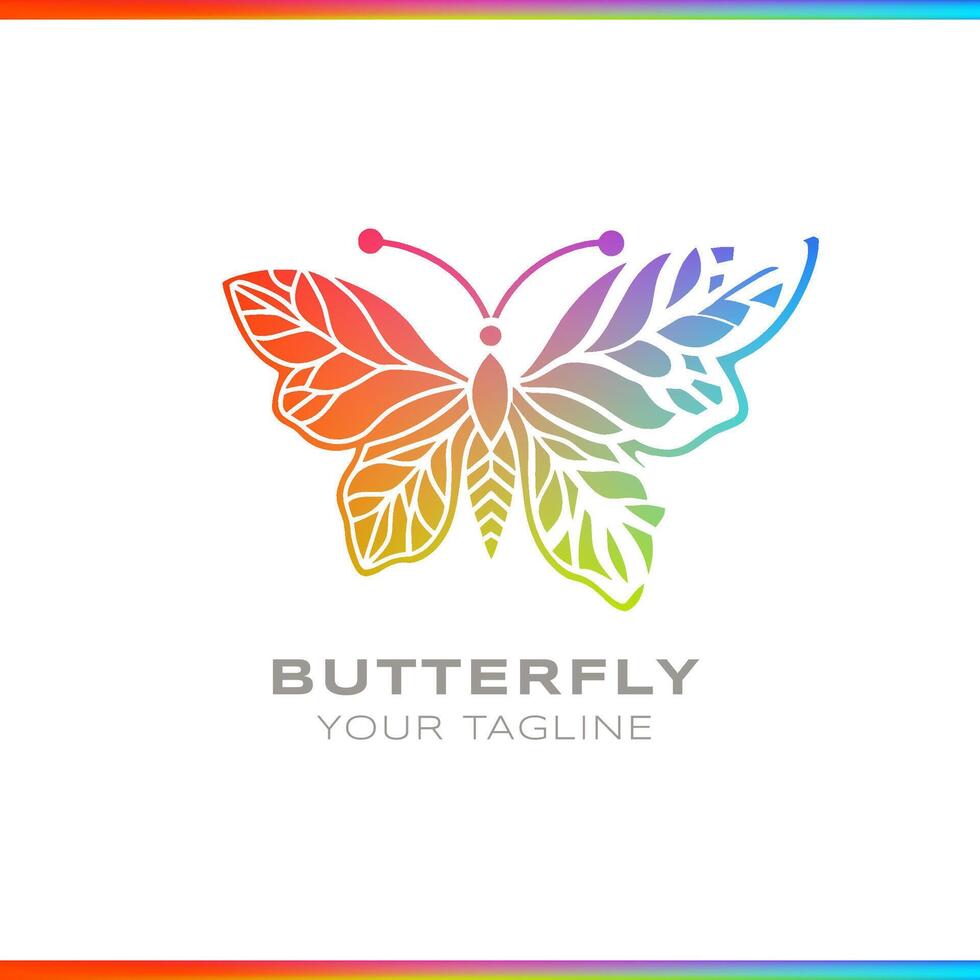 Butterfly scatter abstract gradient logo on white background vector