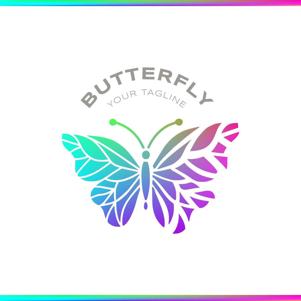 Butterfly scatter abstract gradient logo on white background vector