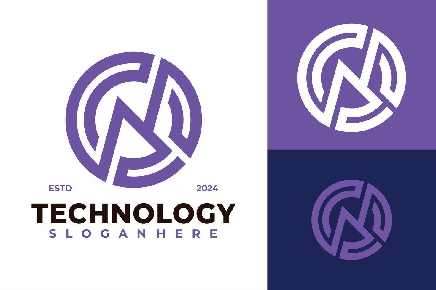 letra norte tecnología logo diseño vector símbolo icono ilustración