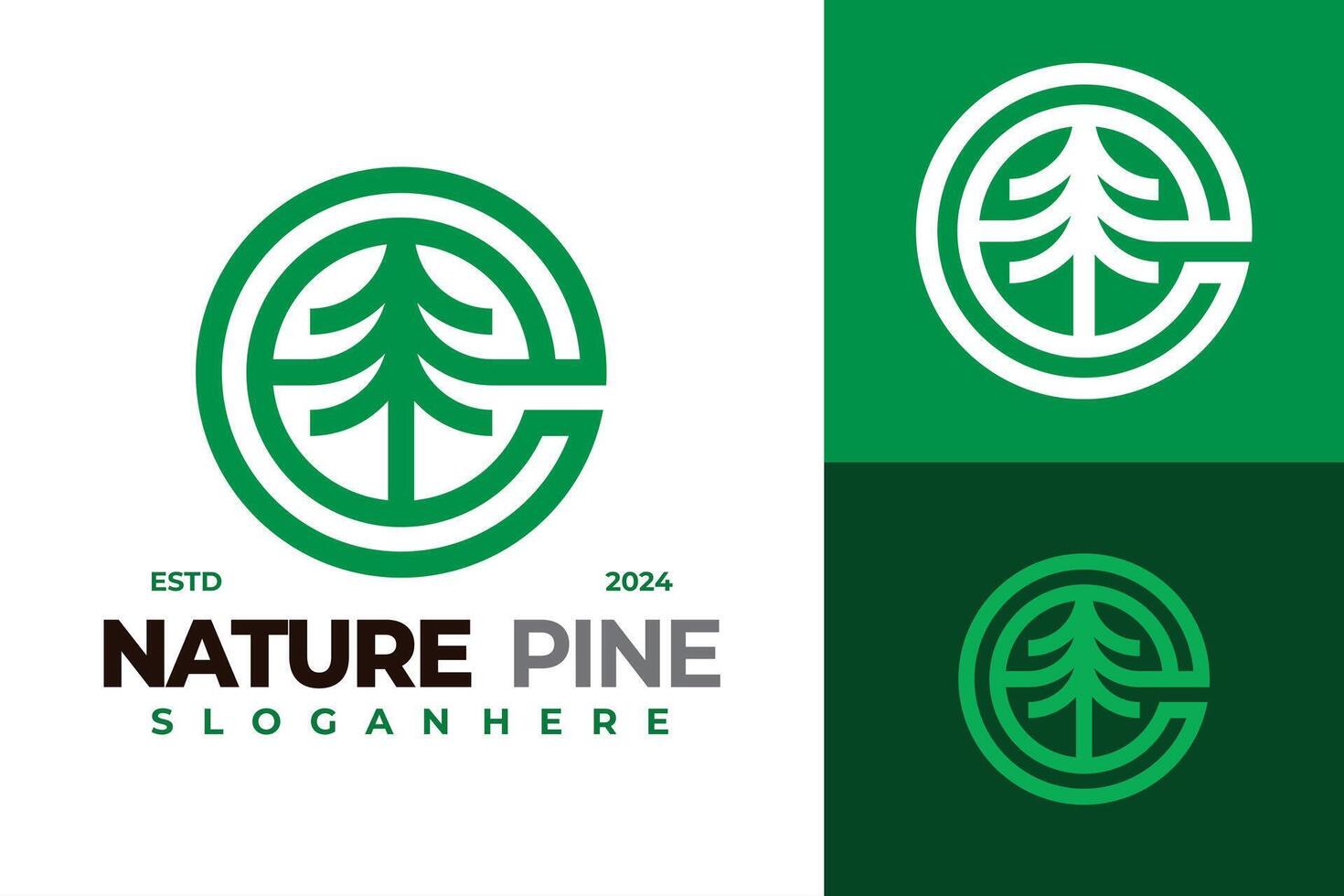 letra mi naturaleza pino logo diseño vector símbolo icono ilustración