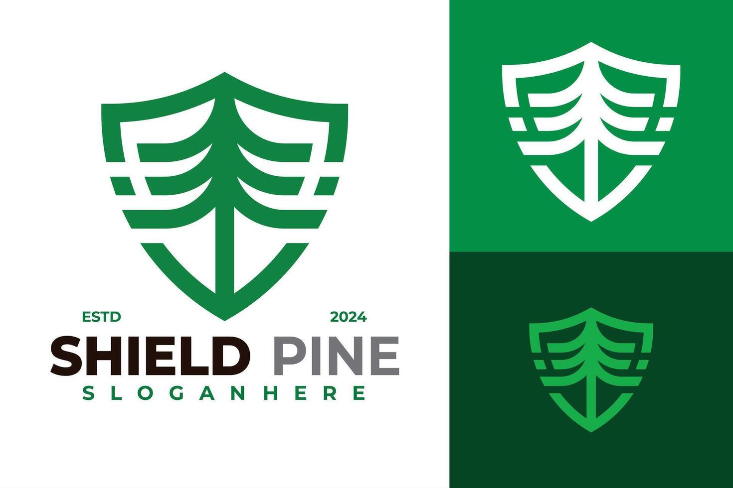 Shield Nature Pine Logo design vector symbol icon illustration