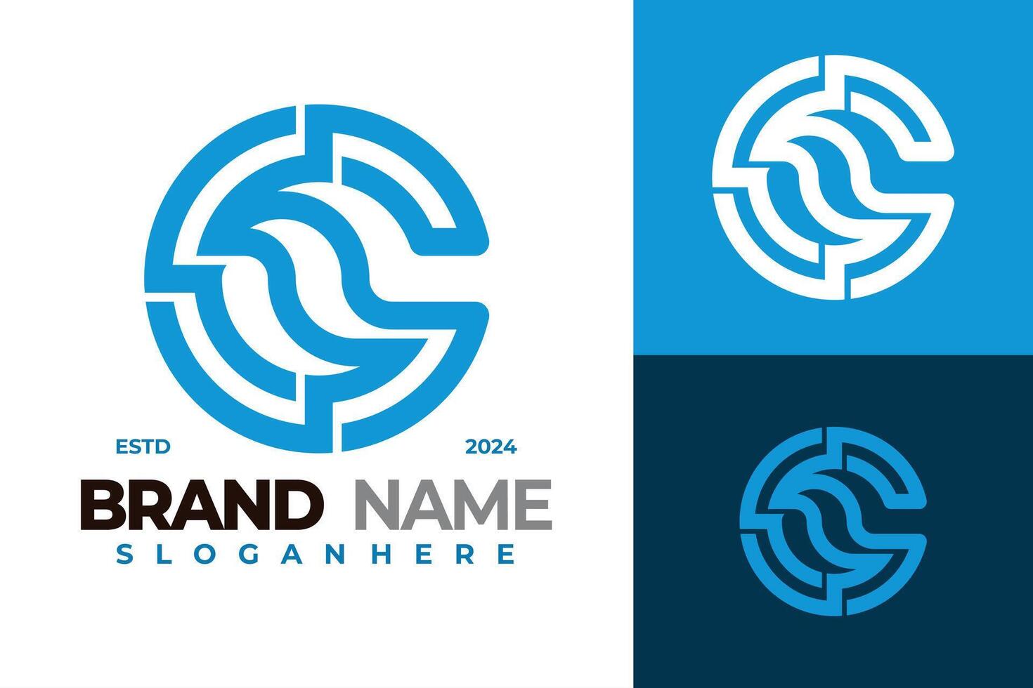 Letter C Wave Logo design vector symbol icon illustration