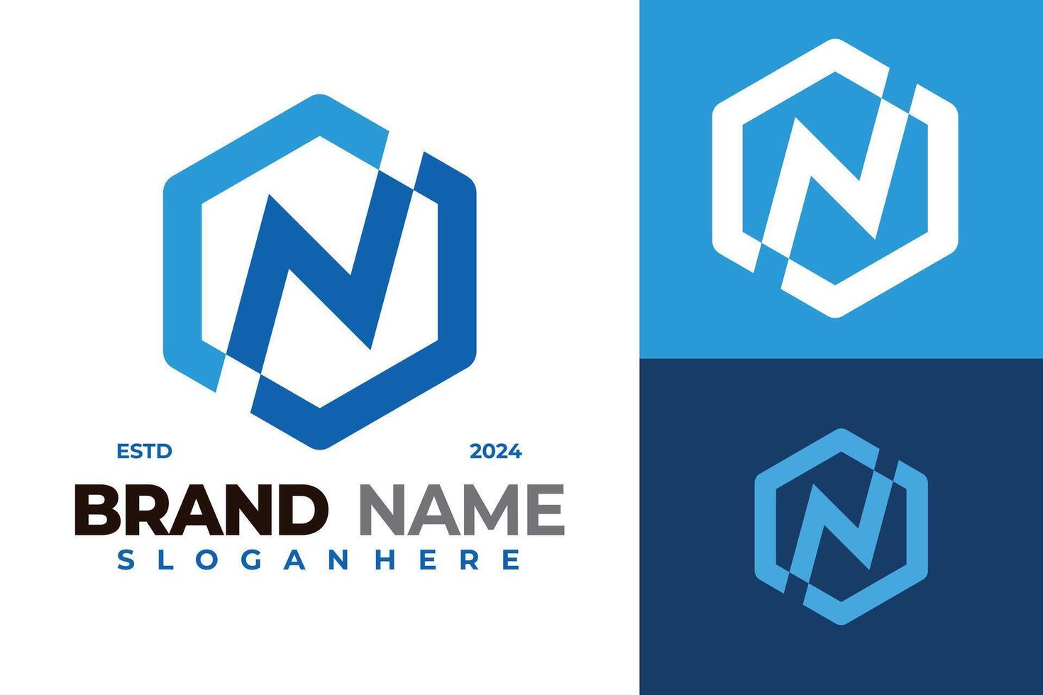 Letter N Hexagonal Logo design vector symbol icon illustration