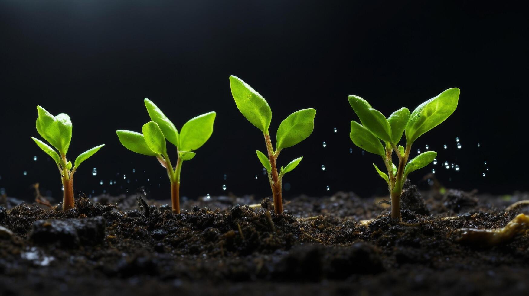 AI generated Apple tree saplings with fresh and vibrant leaves budding photo