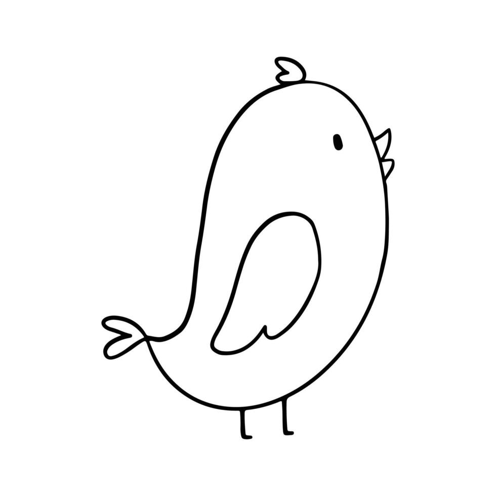 Cute bird outline cartoon illustration isolated on white background. animal illustration for kids coloring book. vector