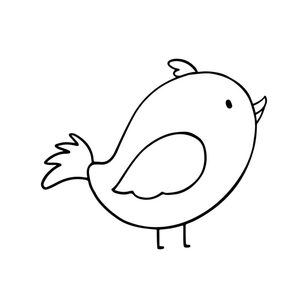 Cute bird outline cartoon illustration isolated on white background. animal illustration for kids coloring book. vector