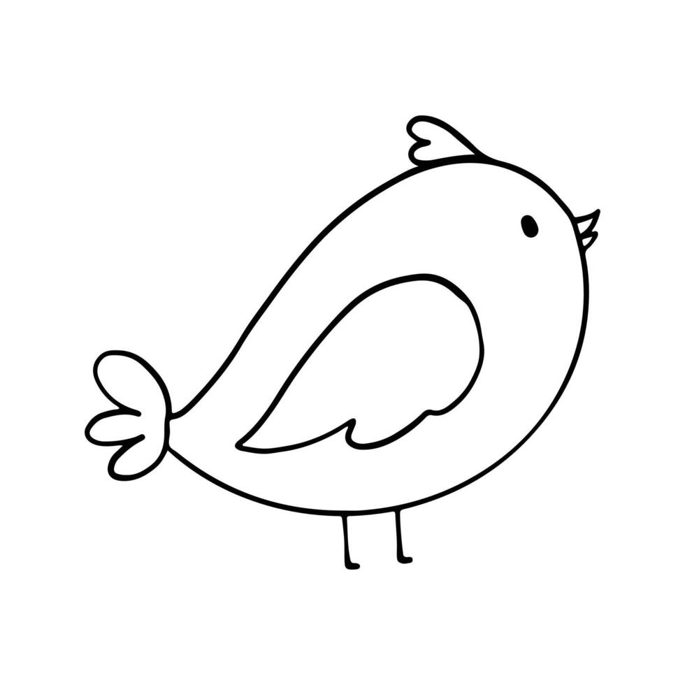 Cute bird outline cartoon illustration isolated on white background. animal illustration for kids coloring book. vector