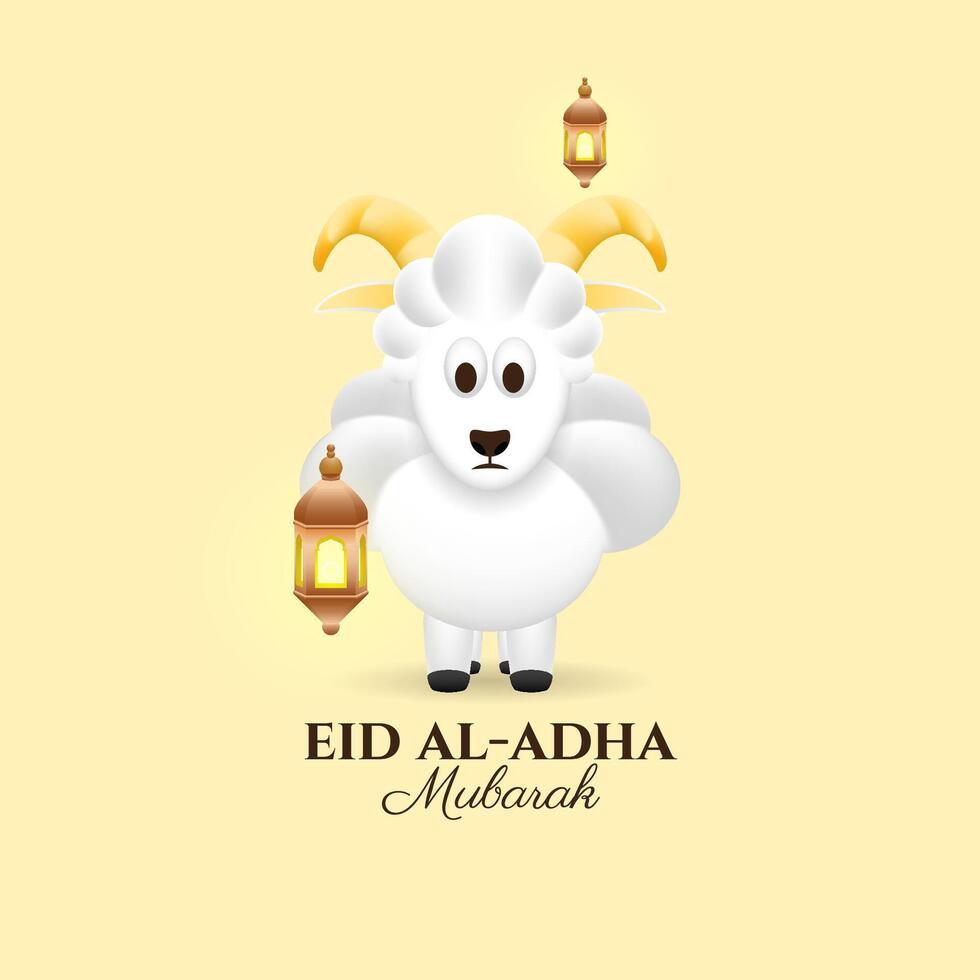 3d sheep for eid al adha celebration banner or poster. vector illustration