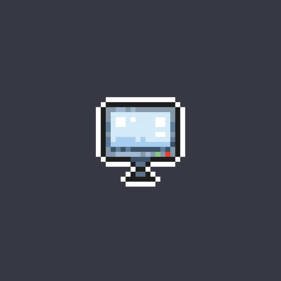 monitor screen in pixel art style vector