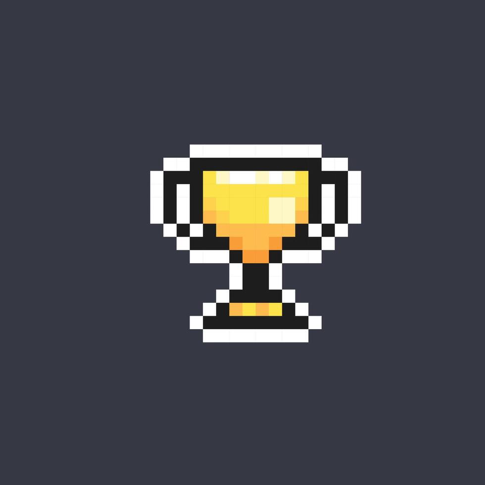 golden trophy in pixel art style vector