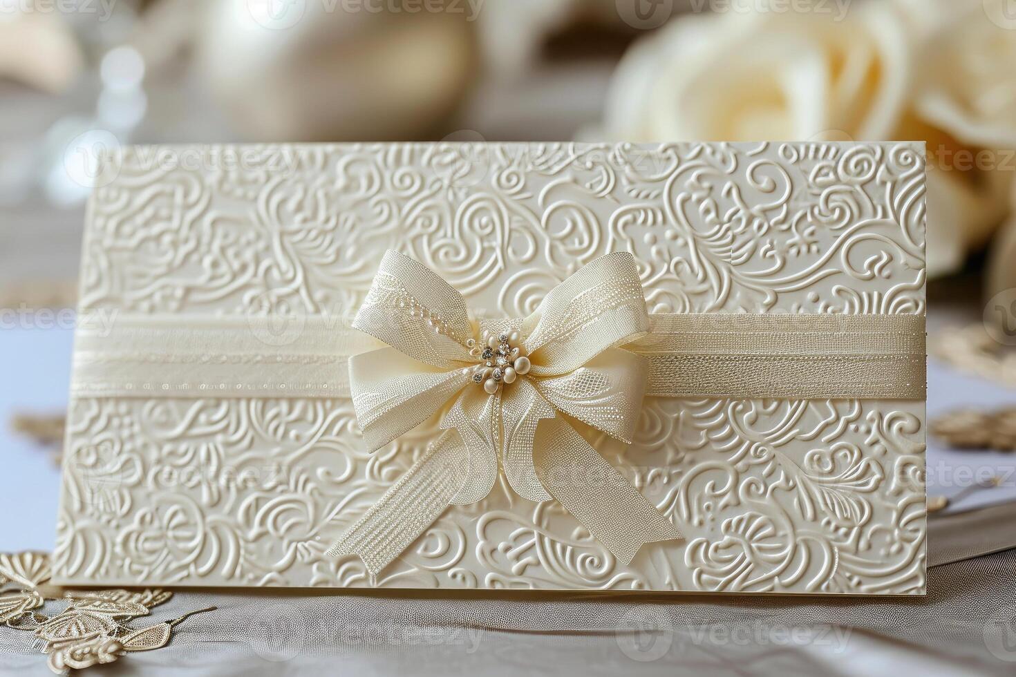 AI generated Elegant simplistic wedding card. photo