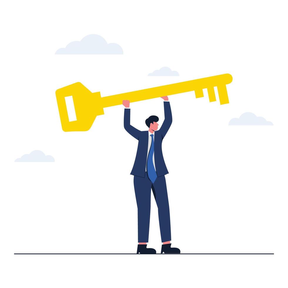 Businessman get the Key to business success illustration vector