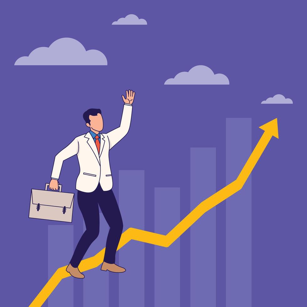 Business Goals Rise on Stock Market Chart and Achievement vector