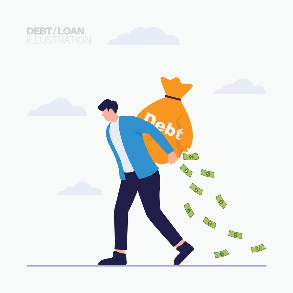 Business debt bad finance illustration vector