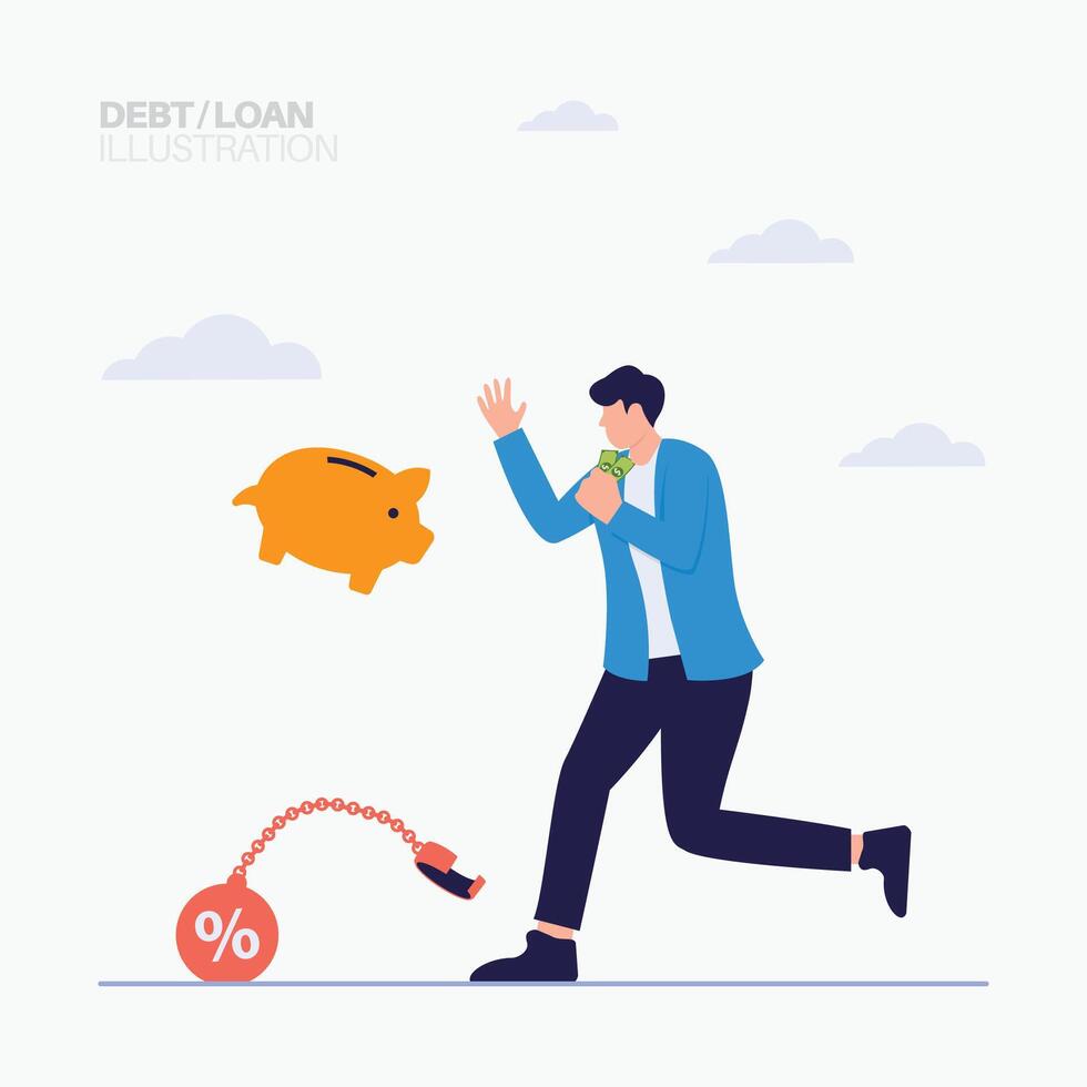Businessman is free from debt and saving money illustration vector