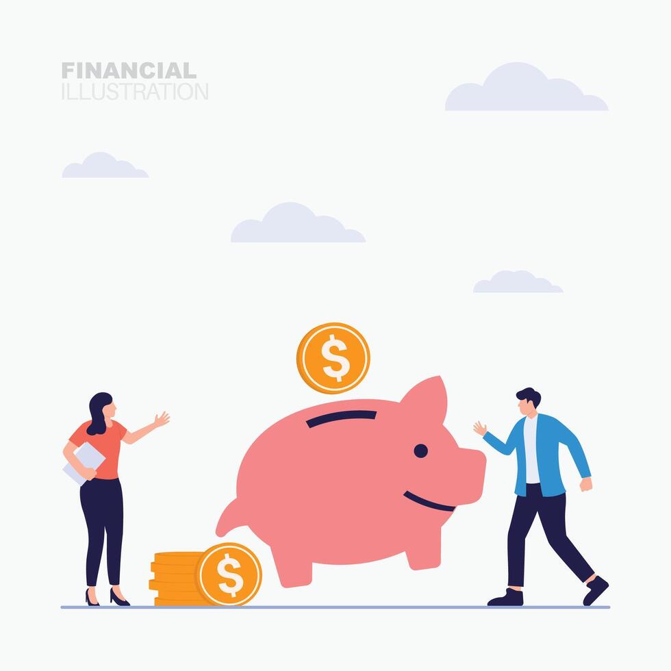Couple family investing concept illustration vector