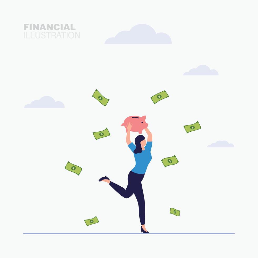 People saving and frugality concept illustration vector