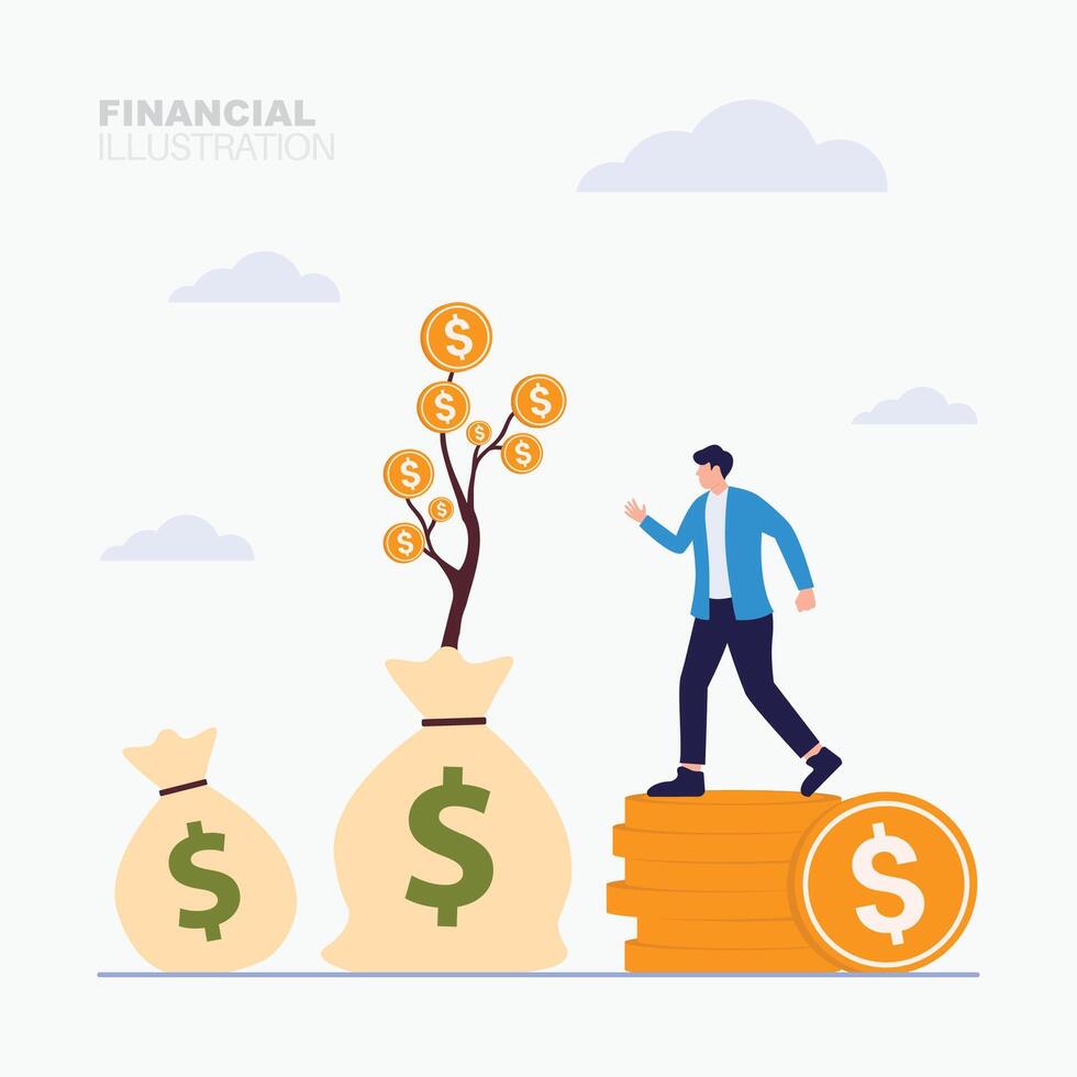 People investing money and getting profit concept illustration vector