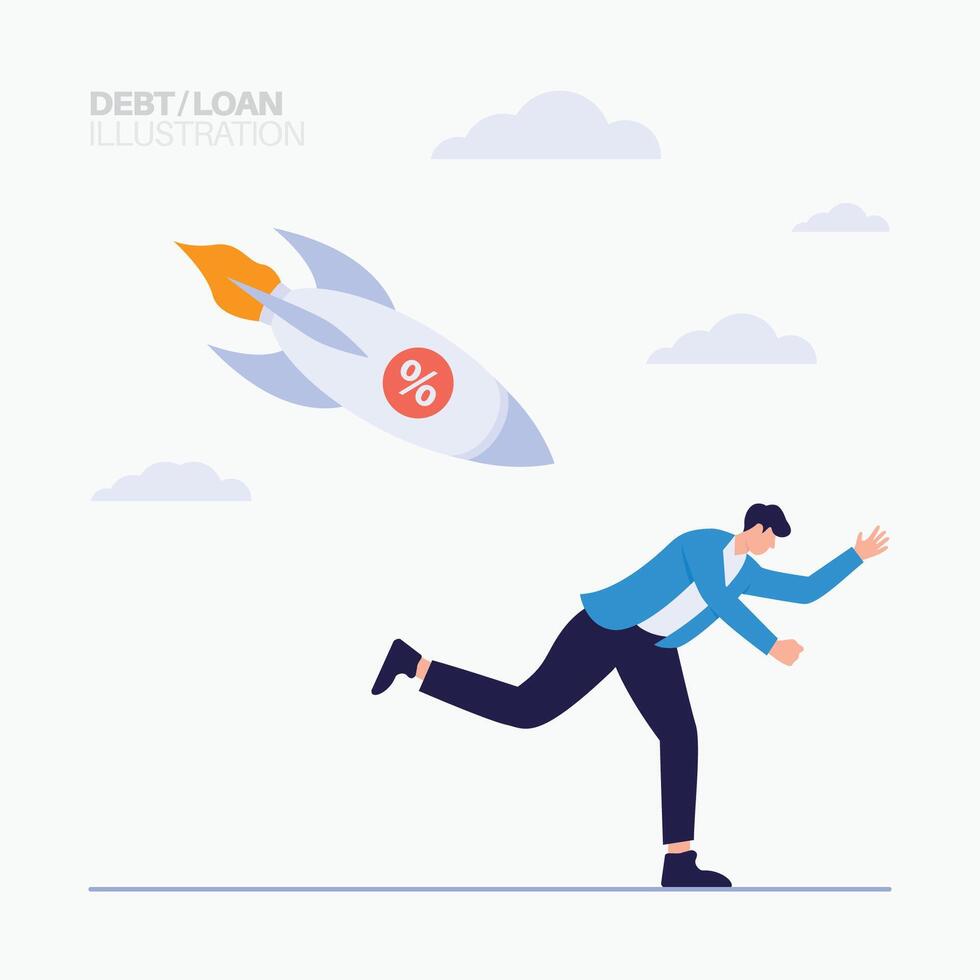 Business people with loan interest piling up illustration vector
