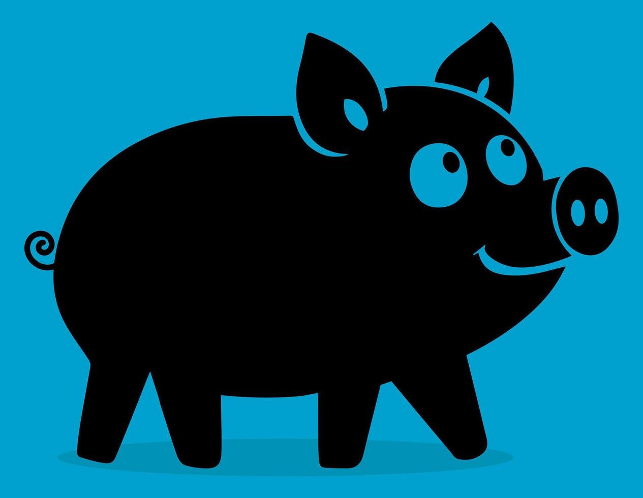 pig silhouette, cute little pig vector illustration for backgrounds logos
