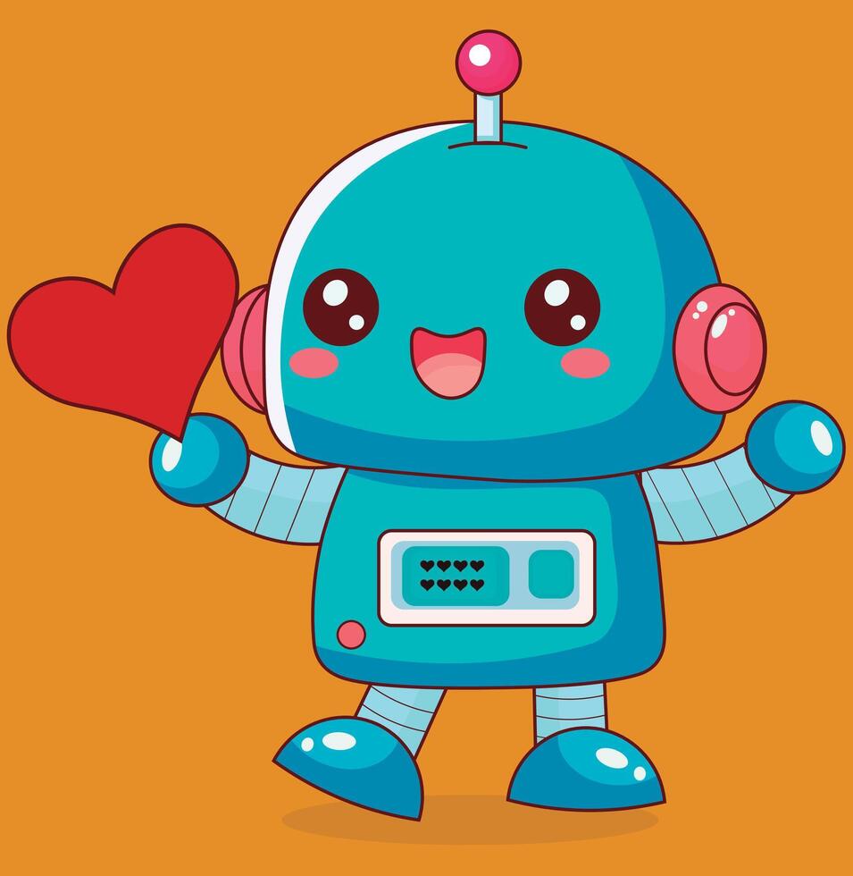 Cute little robot illustration emotions, emotes sticks emojis, pattern illustration, collection vector
