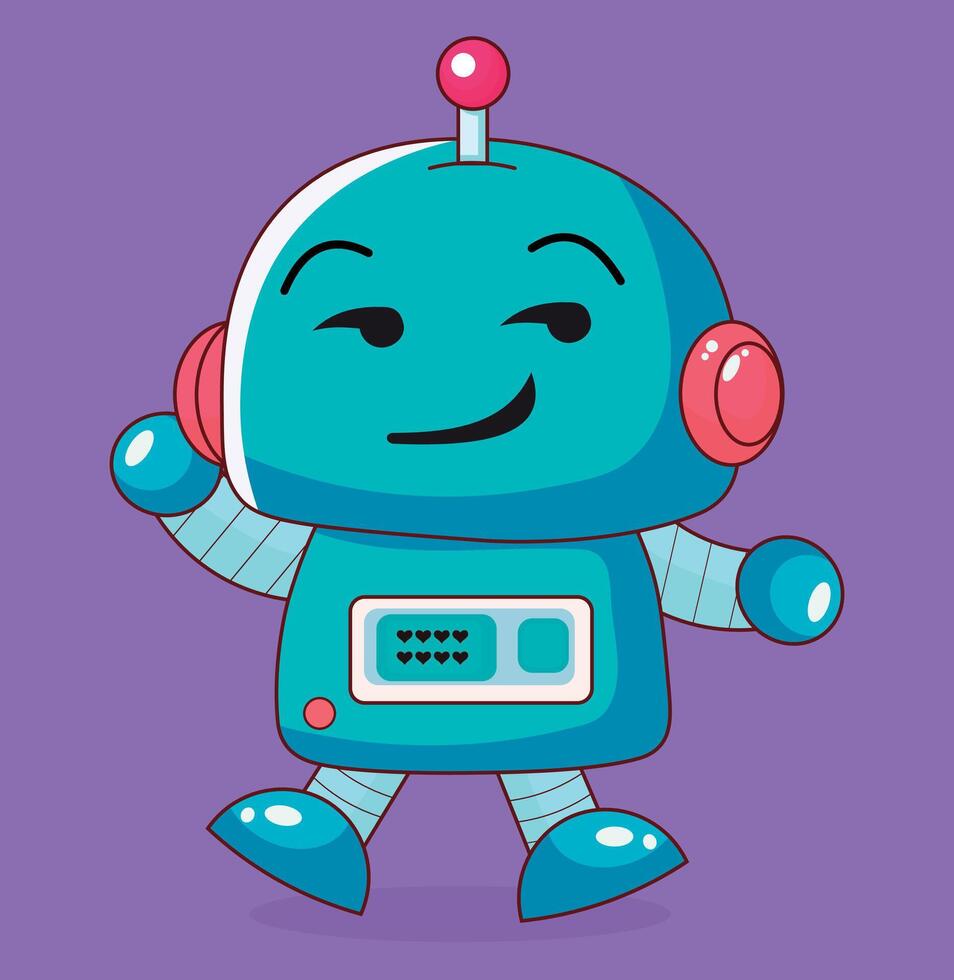 linda pequeño robot ilustración emociones, emoticonos palos emojis, modelo ilustración, colección vector