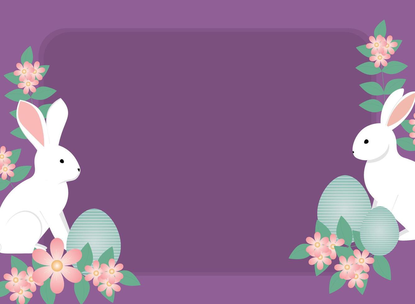 Bunny paper banner for backgrounds, with easter egg bunny and flowers vector