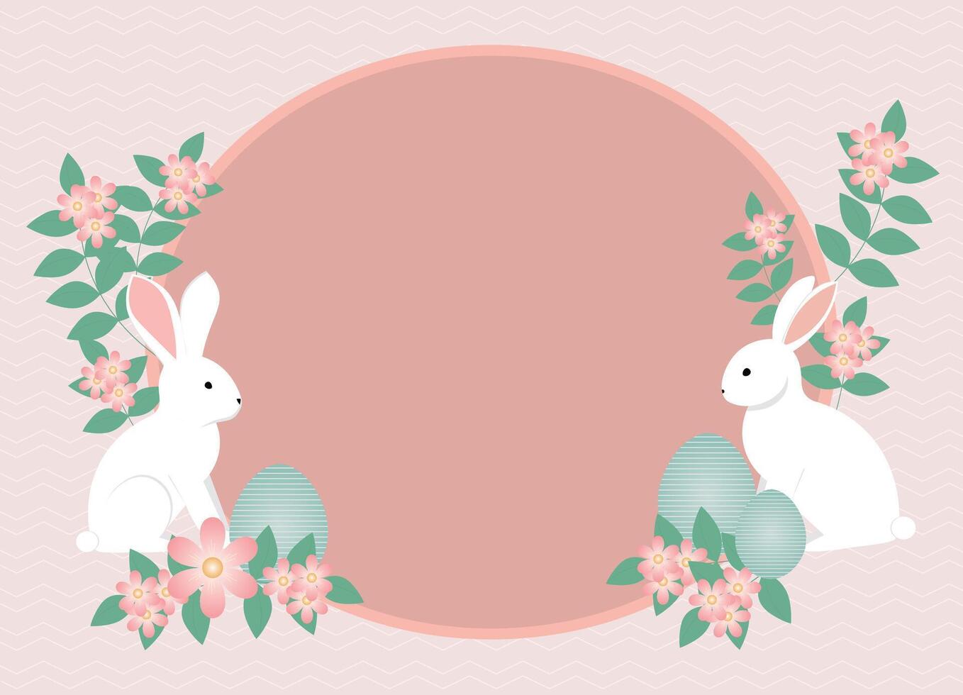 Bunny paper banner for backgrounds, with easter egg bunny and flowers vector