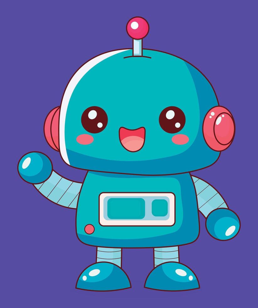 linda pequeño robot ilustración emociones, emoticonos palos emojis, modelo ilustración, colección vector